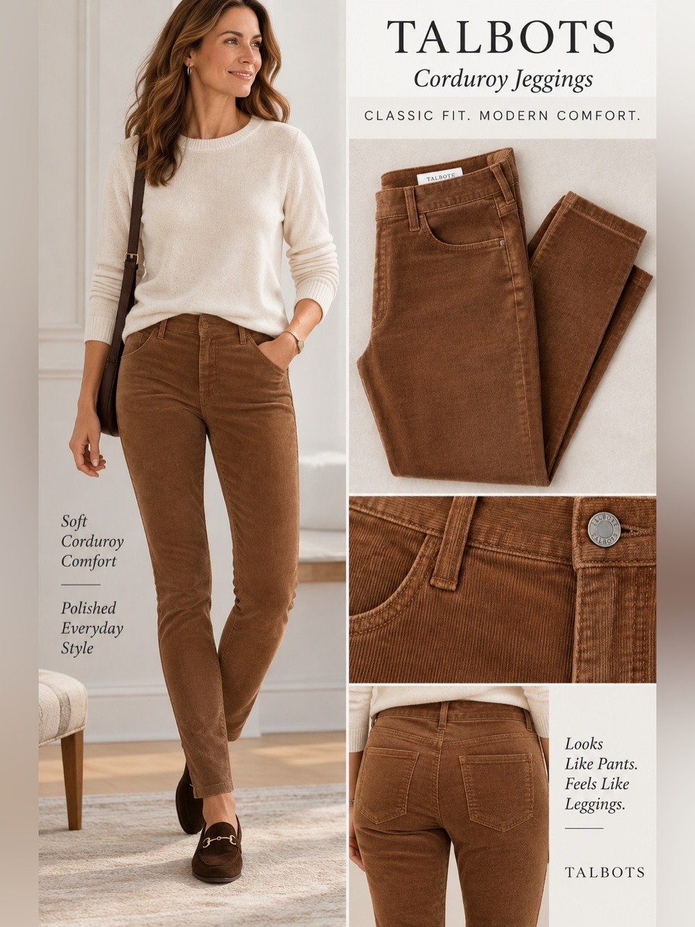 Talbots Women's Corduroy Jeggings - Brown